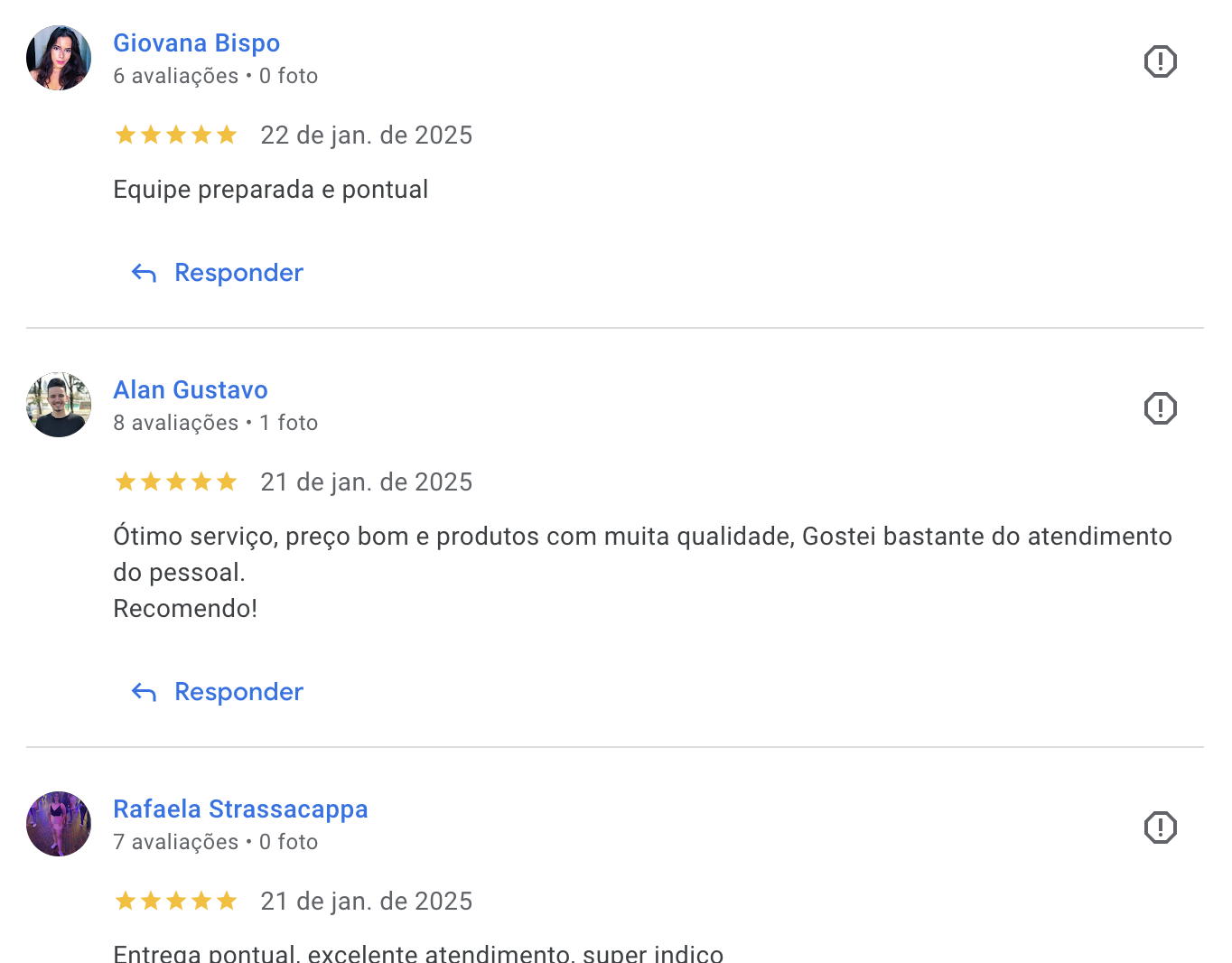 Avaliação 5 estrelas de cliente Nuvem Air no Google
