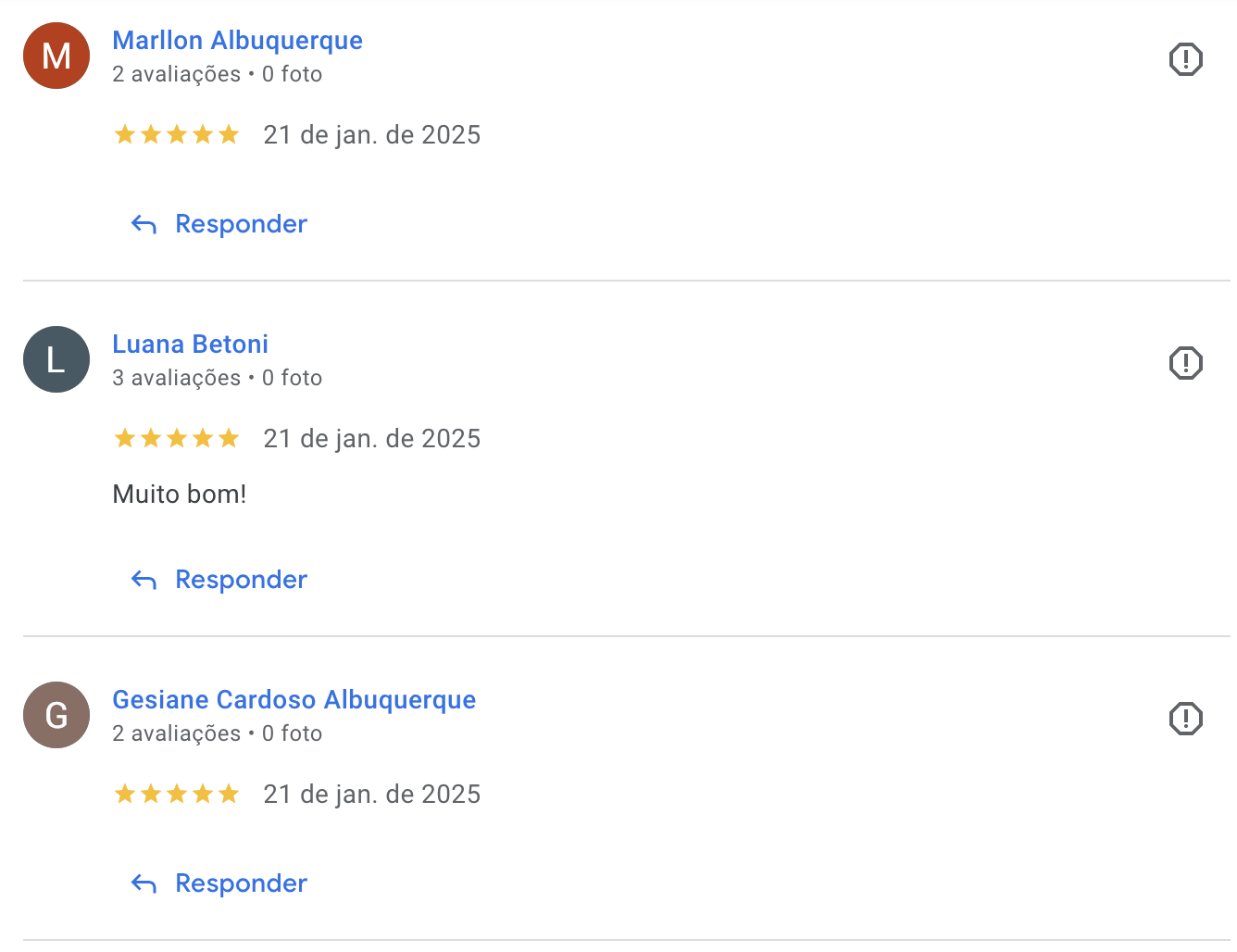 Avaliação 5 estrelas de cliente Nuvem Air no Google